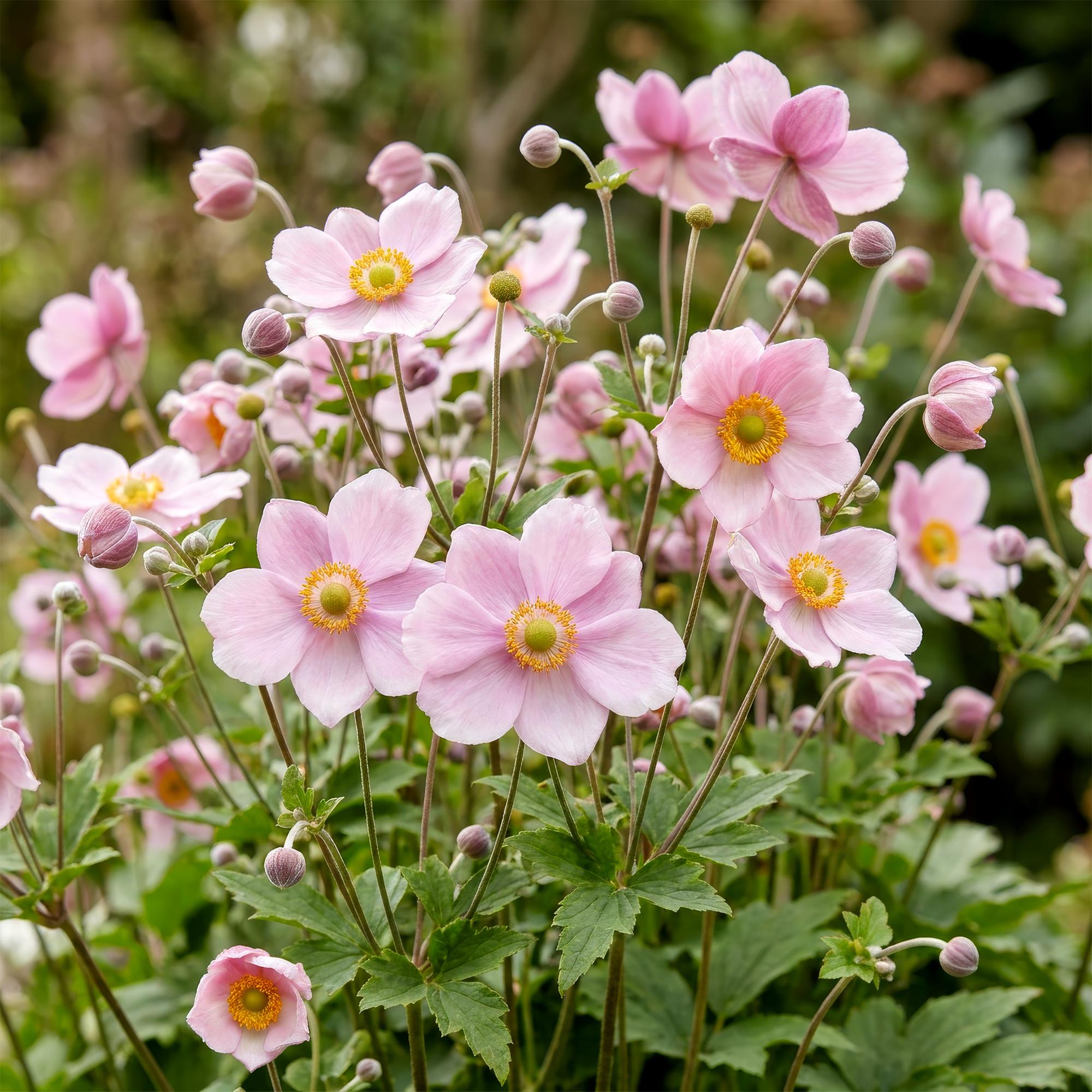 Vasteplant - Anemone hybr. Kön. Charlotte - Herfst Anemoon - Schaduw - Roze - 1 Plant - Pot 11cm - Hoogte 15-25cm