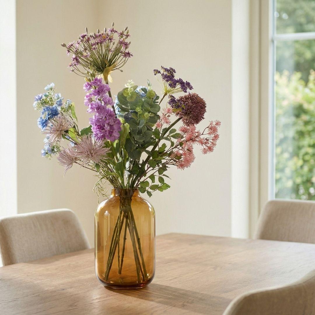 Kunstbloemen boeket - Purple Bloom Deluxe - Real Touch - 10 stelen - ↑ 90 cm