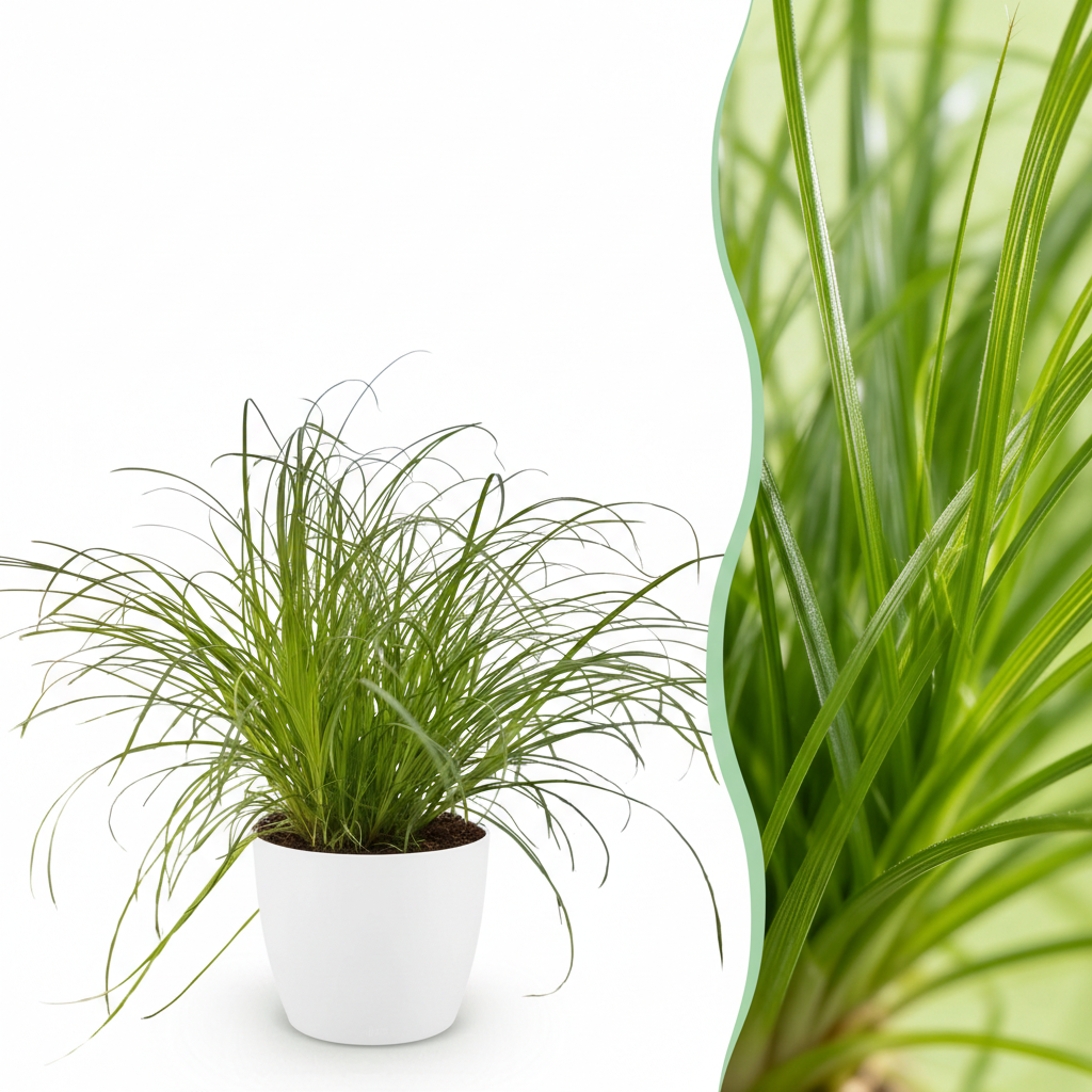 Kamerplant - Cyperus alternifolius Zumula - Kattengras - Huisdiervriendelijke Plant - Groen - 1 Plant - met Potter Wit - Pot 12cm - Hoogte 20cm