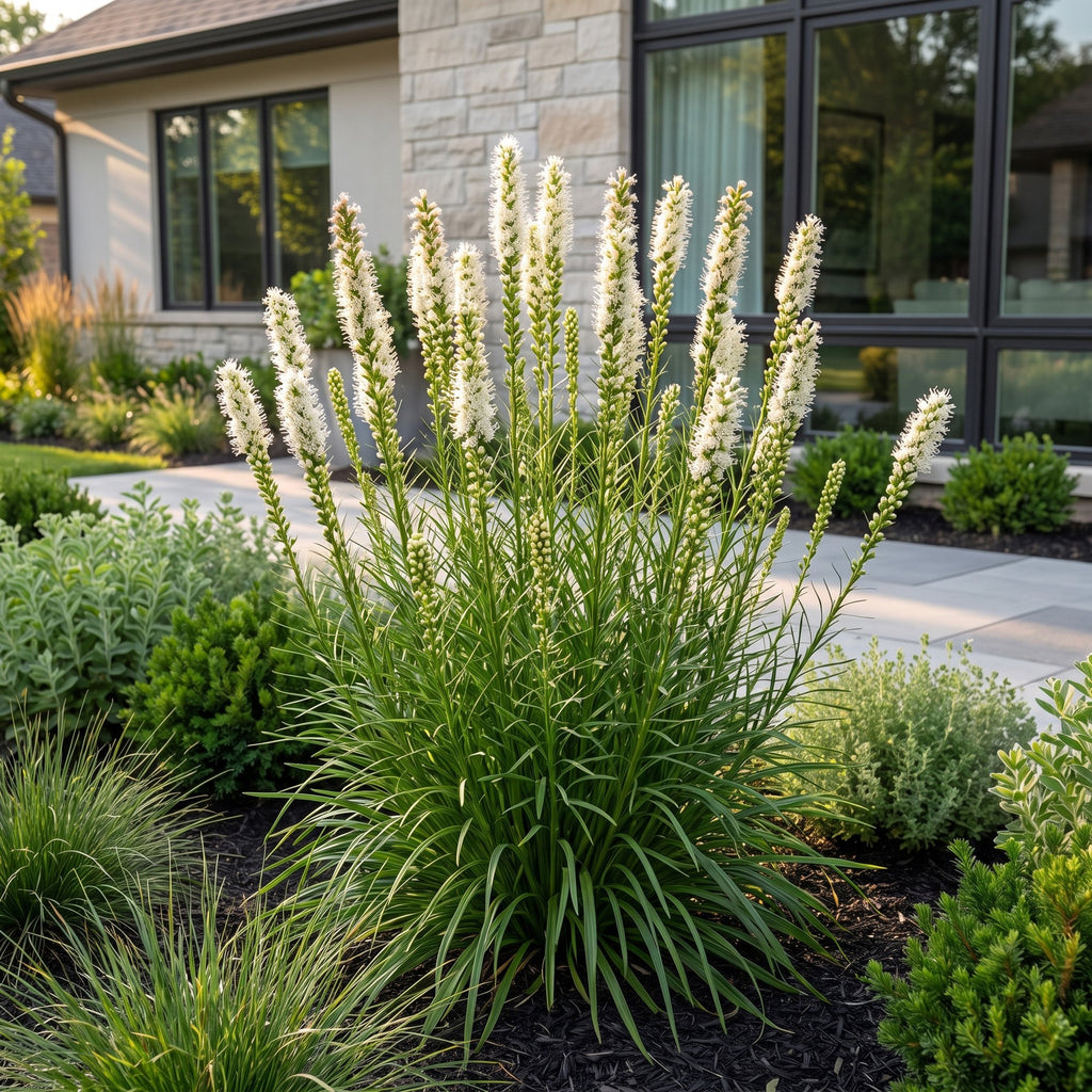 Vasteplant - Liatris spicata Alba - Lampenkruid - Bijen- en vlinderlokkers - Wit - 6 Planten - Pot 11cm - Hoogte 15-25cm