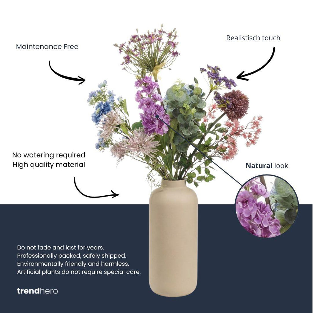 Kunstbloemen boeket - Purple Bloom Deluxe - Real Touch - 10 stelen - ↑ 90 cm