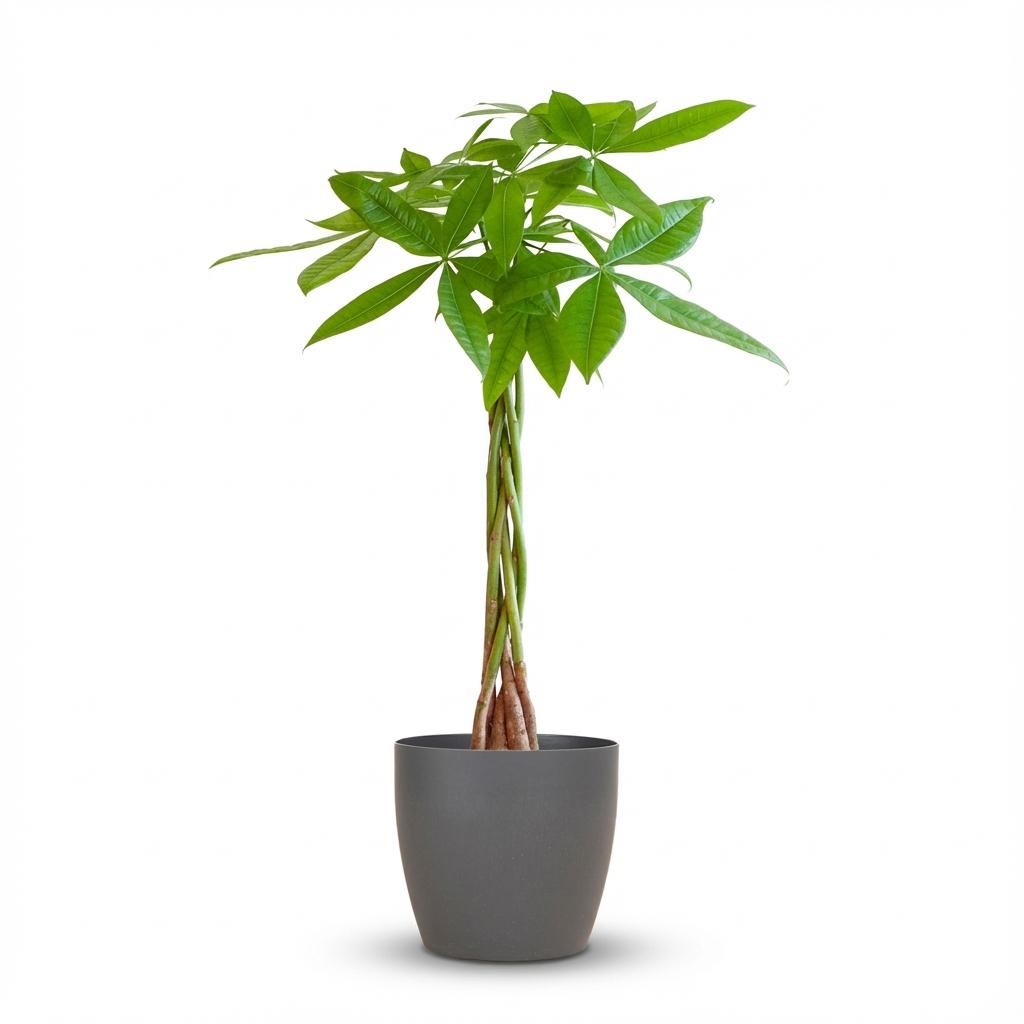 Pachira Aquatica met Potter grijs - 80cm - Ø21