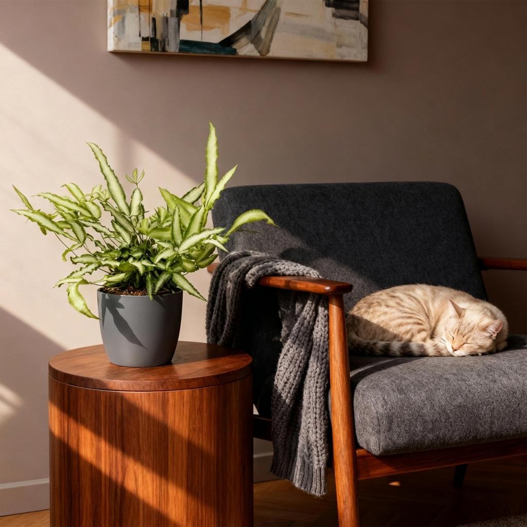 Kamerplant - Pteris cretica Albolineata - Lintvaren - Huisdiervriendelijke Plant - Groen - 4 Planten - met Potter Grijs - Pot 12cm - Hoogte 20cm