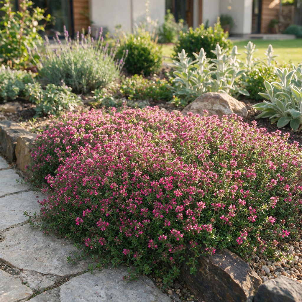 Vasteplant - Thymus praecox Red Carpet - KruipTijm - Geurend - Rood-Roze - 6 Planten - Pot 11cm - Hoogte 15-25cm