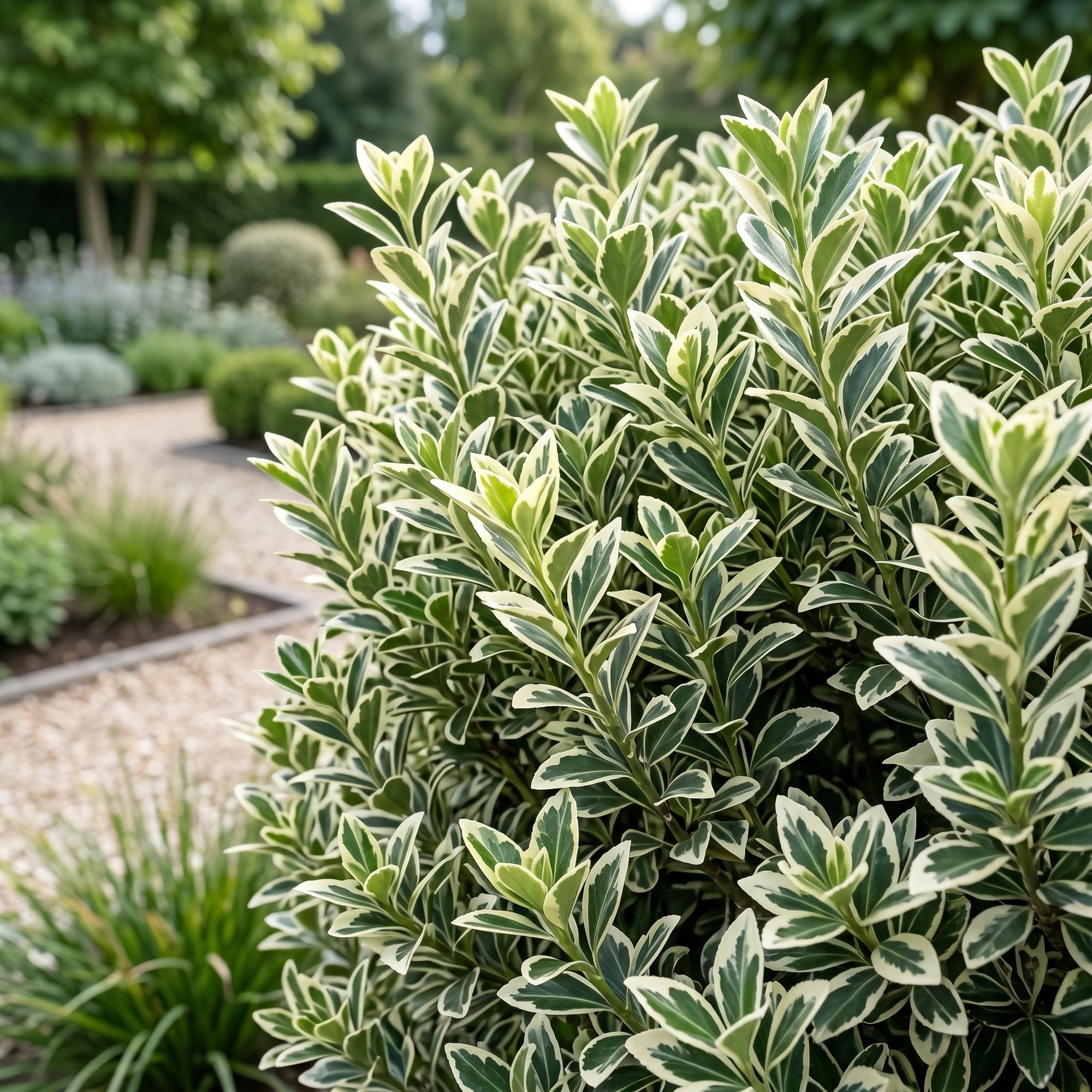 24x Euonymus japonicus White Spire - Kardinaalsmuts - Haagplanten - Groenblijvend - Wit - Groen - Pot 9cm - Hoogte 20-30cm
