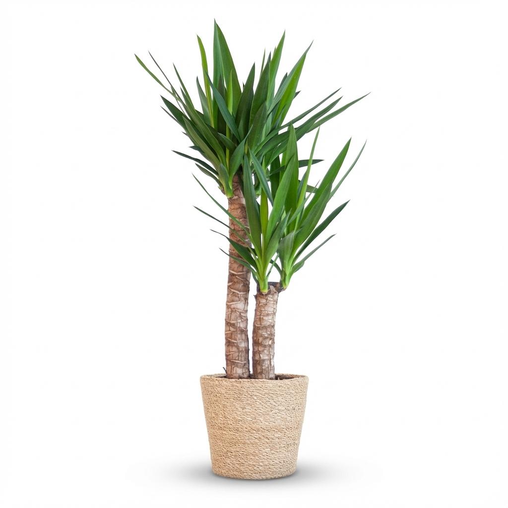 Yucca Elephantipes met Zeegras mand naturel - 90cm - Ø21