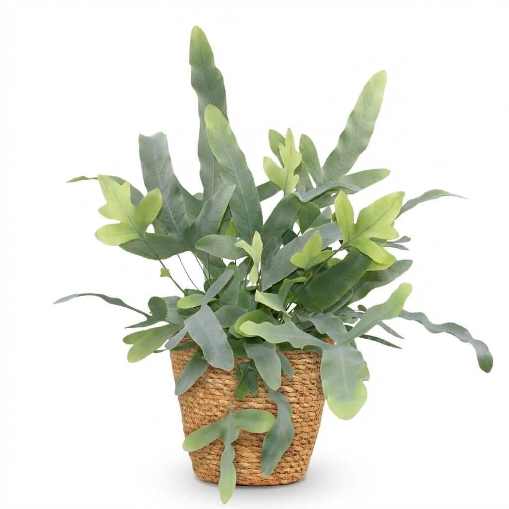 Kamerplant - Phlebodium aureum Blue Star - Blauwe Varen - Huisdiervriendelijke Plant - Blauw - 1 Plant - met Mand - Pot 12cm - Hoogte 25cm