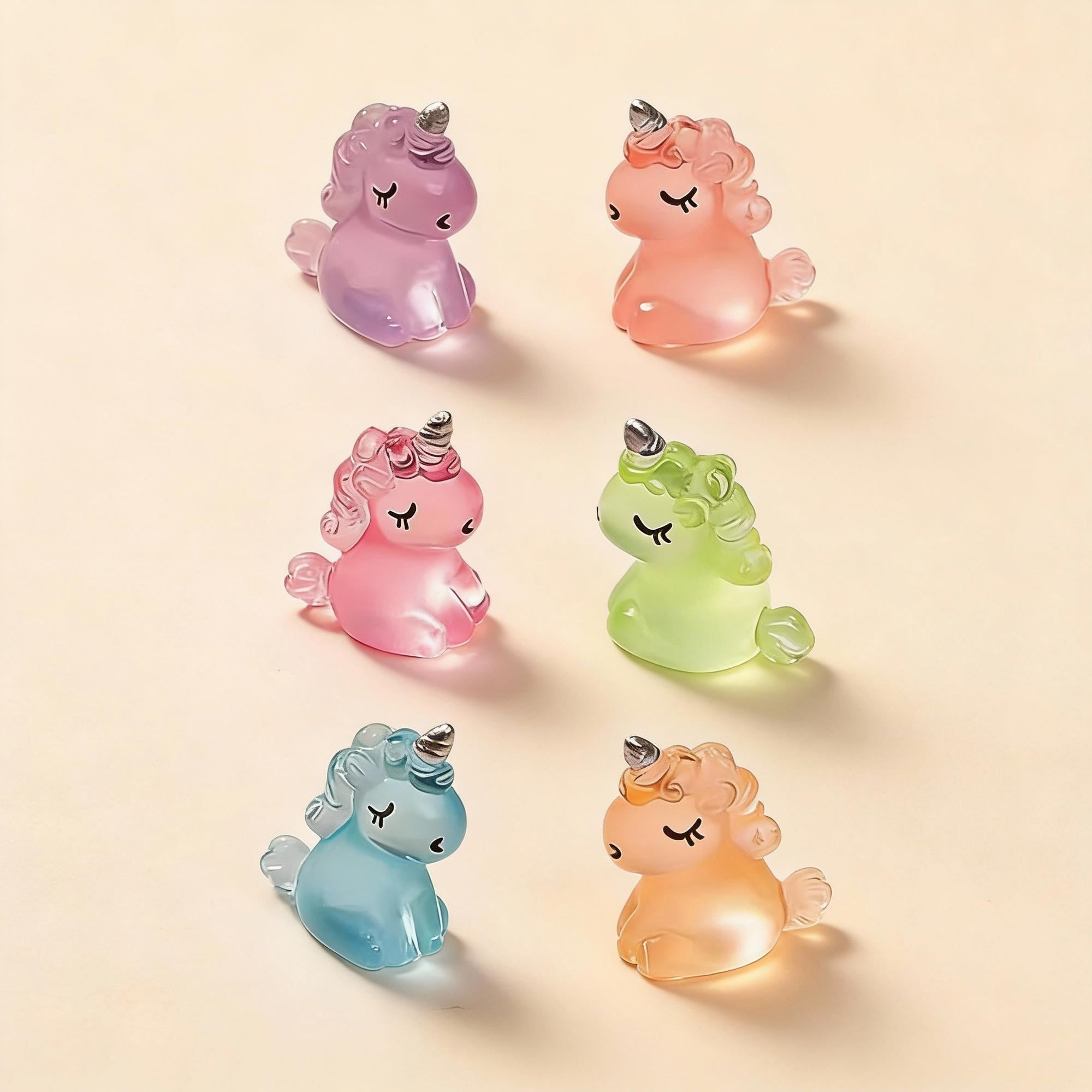 Glow in the dark - Unicorns - Multi - ↑ 2,5 cm - 6 stuks