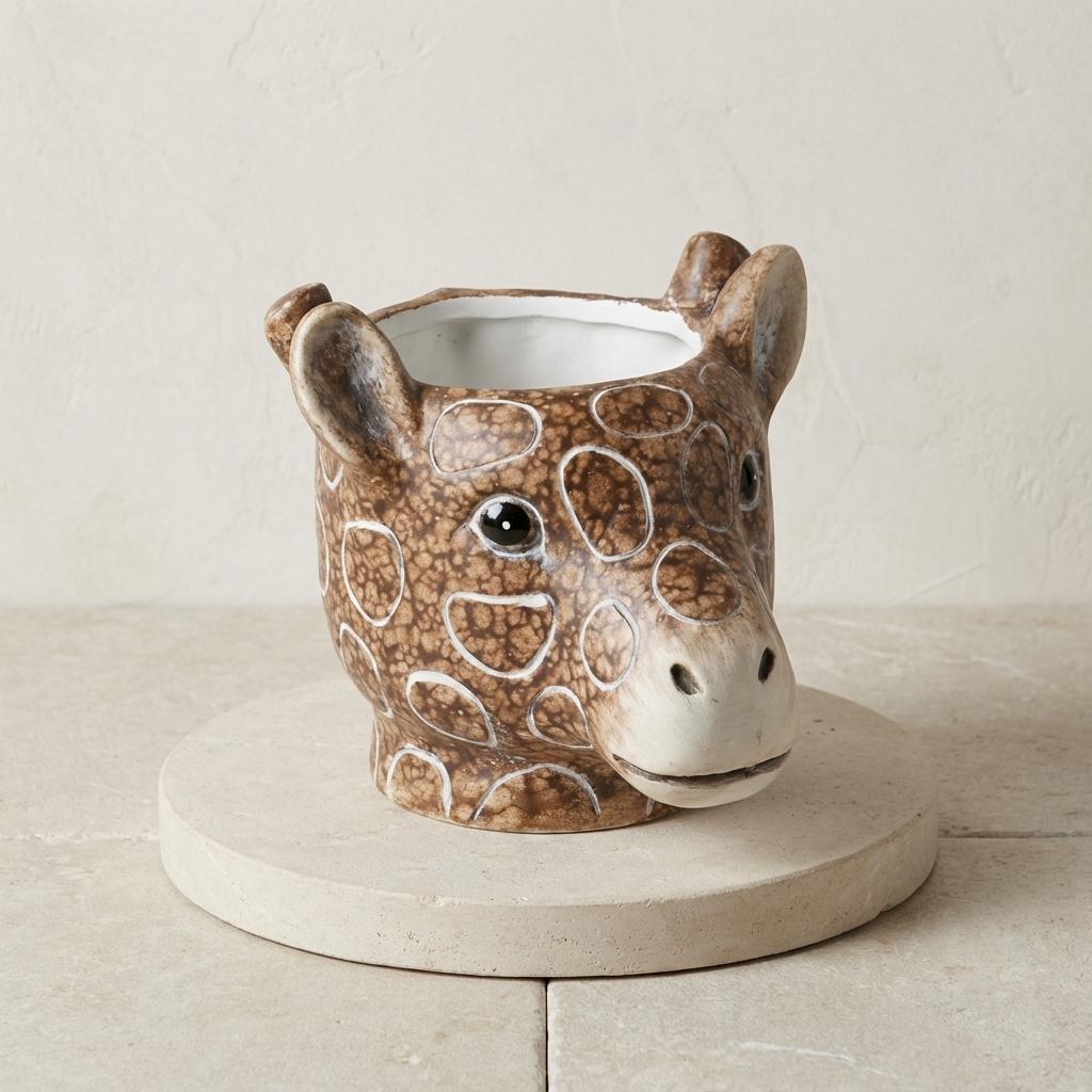 Planter Giraf D11/14x11cm - Bruin - D11/14x11cm