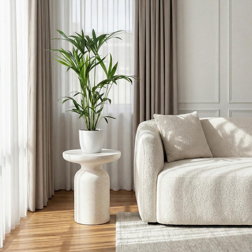 Kamerplant - Howea Forsteriana - Kentia Palm - Weinig Onderhoud - Groen - 1 Plant - met Potter Wit - Pot 19cm - Hoogte 80-85cm