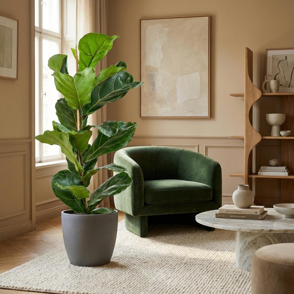 Ficus Lyrata met Potter pot grijs - 80cm - Ø21