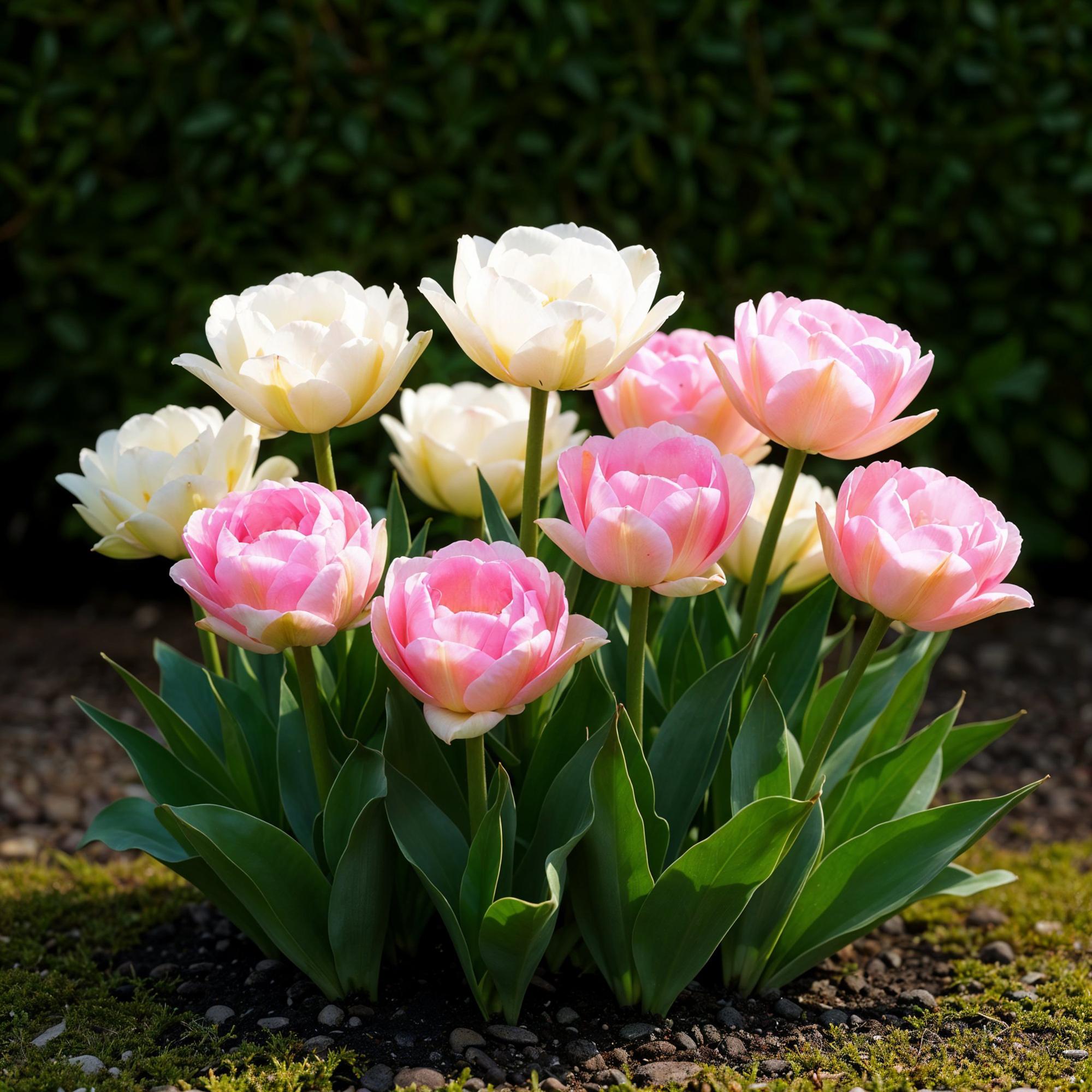 Bloembollen - Tulp Double Sensation - Kleur Wit en Roze - 12 stuks - Bolmaat 11/12 - XXL Pack