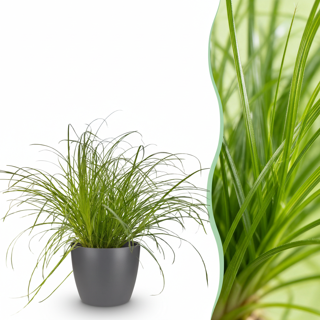 Kamerplant - Cyperus alternifolius Zumula - Kattengras - Huisdiervriendelijke Plant - Groen - 1 Plant - met Potter Grijs - Pot 12cm - Hoogte 20cm