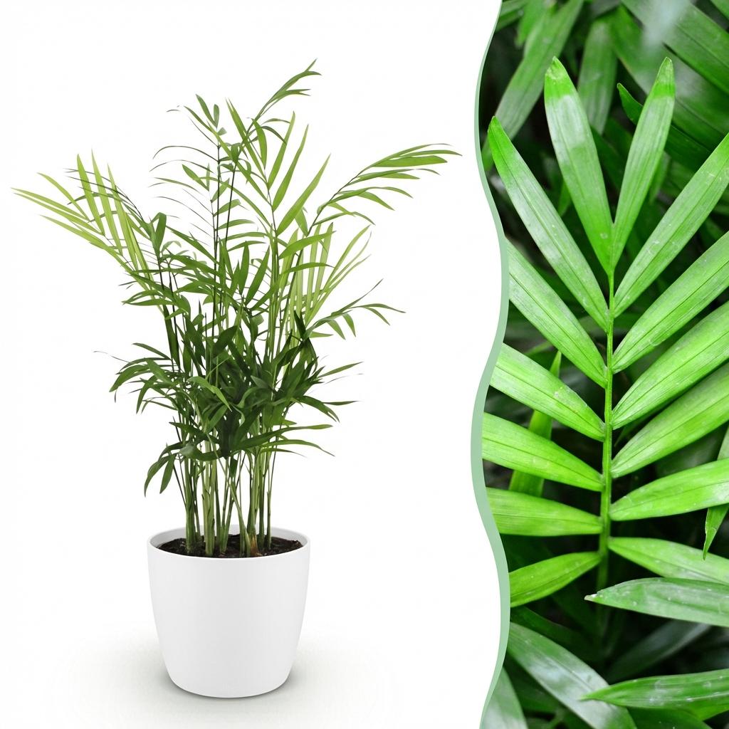 Kamerplant - Chamaedorea elegans - Goudpalm - Huisdiervriendelijke Plant - Groen - 1 Plant - met Potter Wit - Pot 12cm - Hoogte 15cm