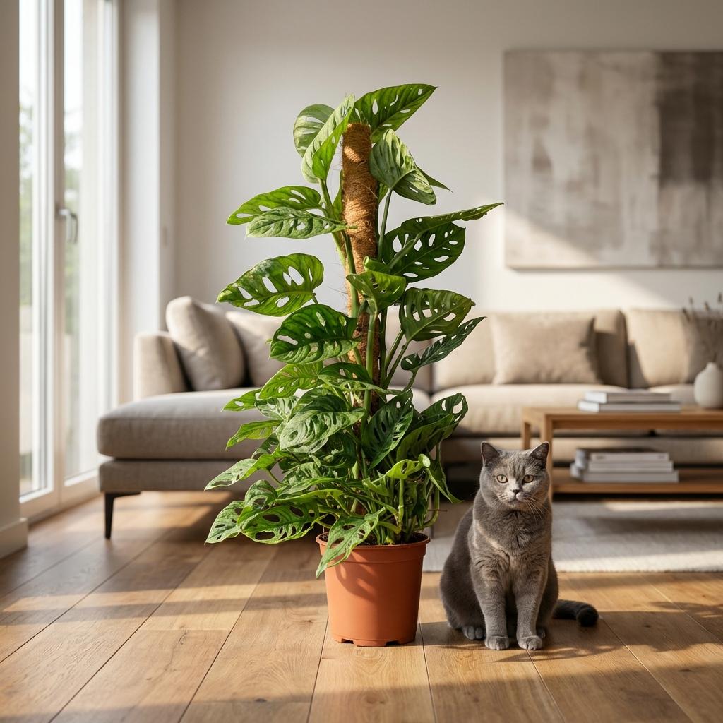 Kamerplant - Monkey Mask - Monstera Andansonii Mosstok - Groen - Weinig onderhoud - 1 Plant - Pot 19cm - Hoogte 90cm