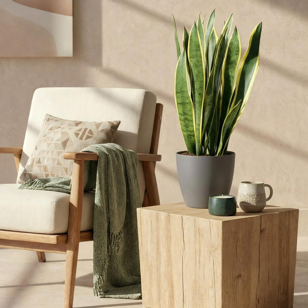 Kamerplanten - Sansevieria Laurentii - Vrouwentong - Weinig onderhoud - Groen - 1 Plant - met Potter Grijs - Pot 21cm - Hoogte 70-80cm