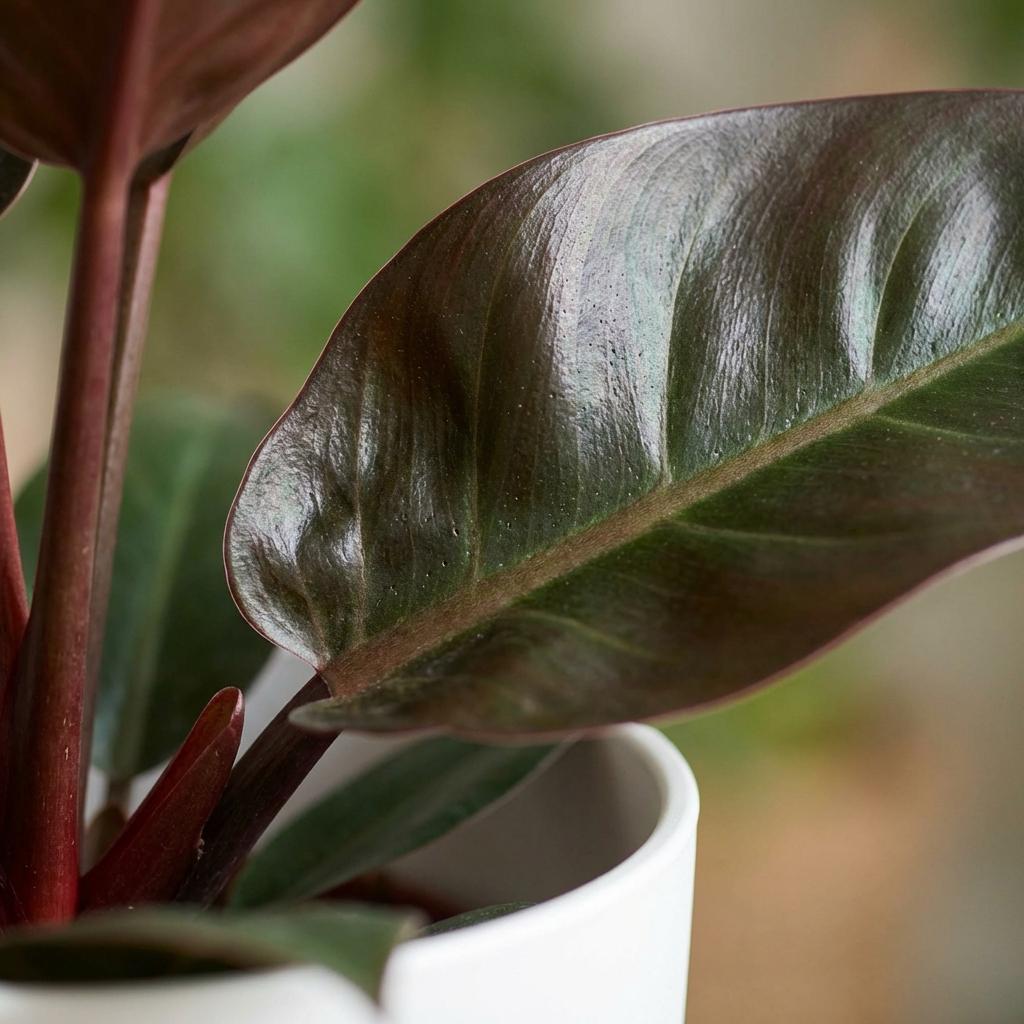 Kamerplant - Philodendron - Philodendron Imperial Red - Rood - Weinig onderhoud - 1 Plant - met Potter Wit - Pot 19cm - Hoogte 60cm