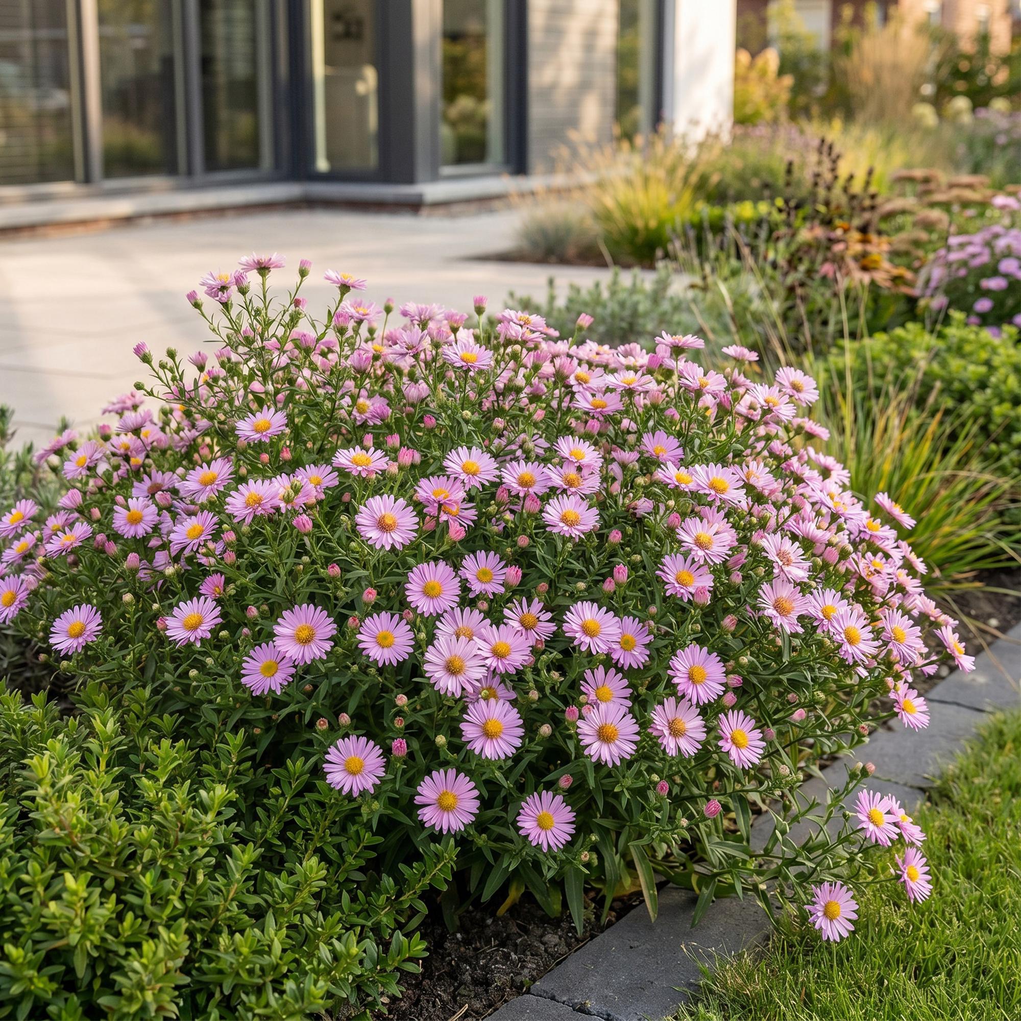 Vasteplant - Aster Wood's Pink - Pluimspirea - Bijen en Vlinderlokkers - Roze - 12 Planten - Pot 11cm - Hoogte 15-25cm