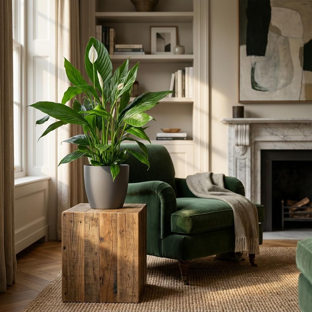 Spathiphyllum met Potter grijs - 80cm - Ø21