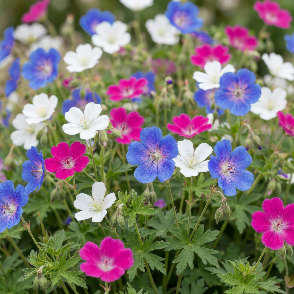 Vasteplant - Geranium Tricolour - Ooievaarsbek - Bodembedekkend - Paars - Roze - Wit - 6 Planten - Pot 11cm - Hoogte 15-25cm