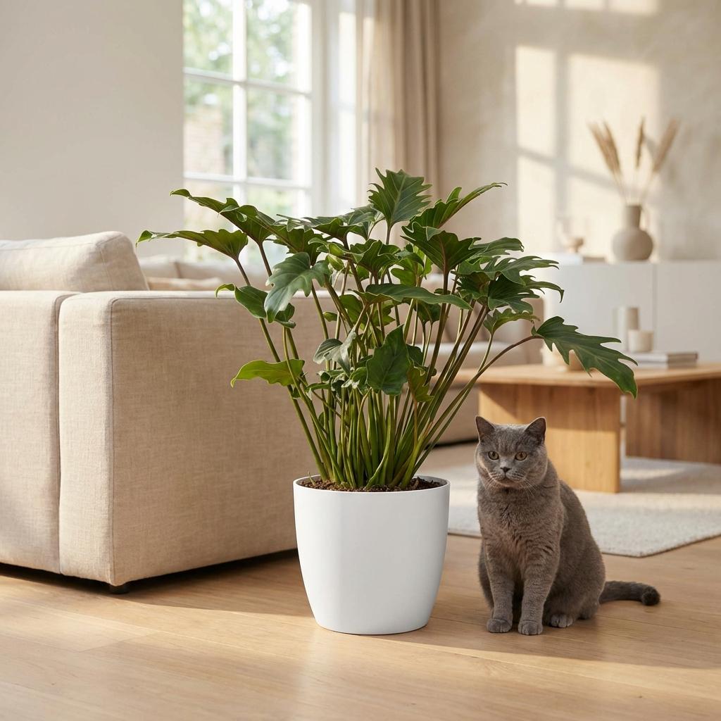 Kamerplant - Philodendron - Philodendron Xanadu - Groen - Weinig onderhoud - 1 Plant - met Potter Wit - Pot 19cm - Hoogte 60cm