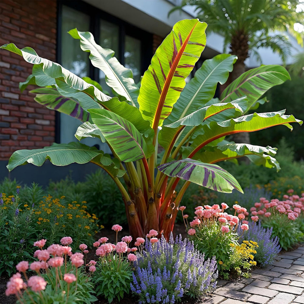 Fruitplant - Bananen plant - Musa sikkemensis Red Tiger - Winterhard - 4 planten - Pot 17cm Hoogte 40cm