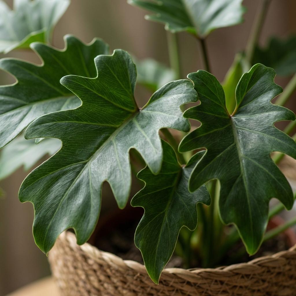 Kamerplant - Philodendron - Philodendron Xanadu - Groen - Weinig onderhoud - 1 Plant - met Mand - Pot 19cm - Hoogte 60cm