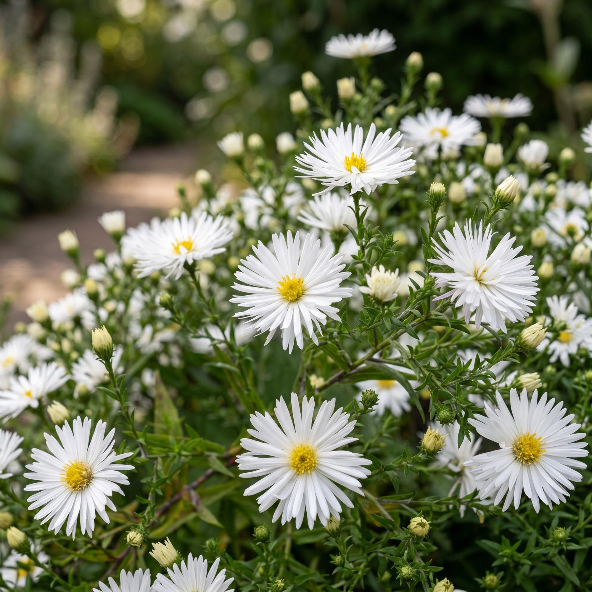 Vasteplant - Aster (D) Schneekissen - Zeeaster - Bijen en Vlinderlokkers - Wit - 24 Planten - Pot 11cm - Hoogte 15-25cm