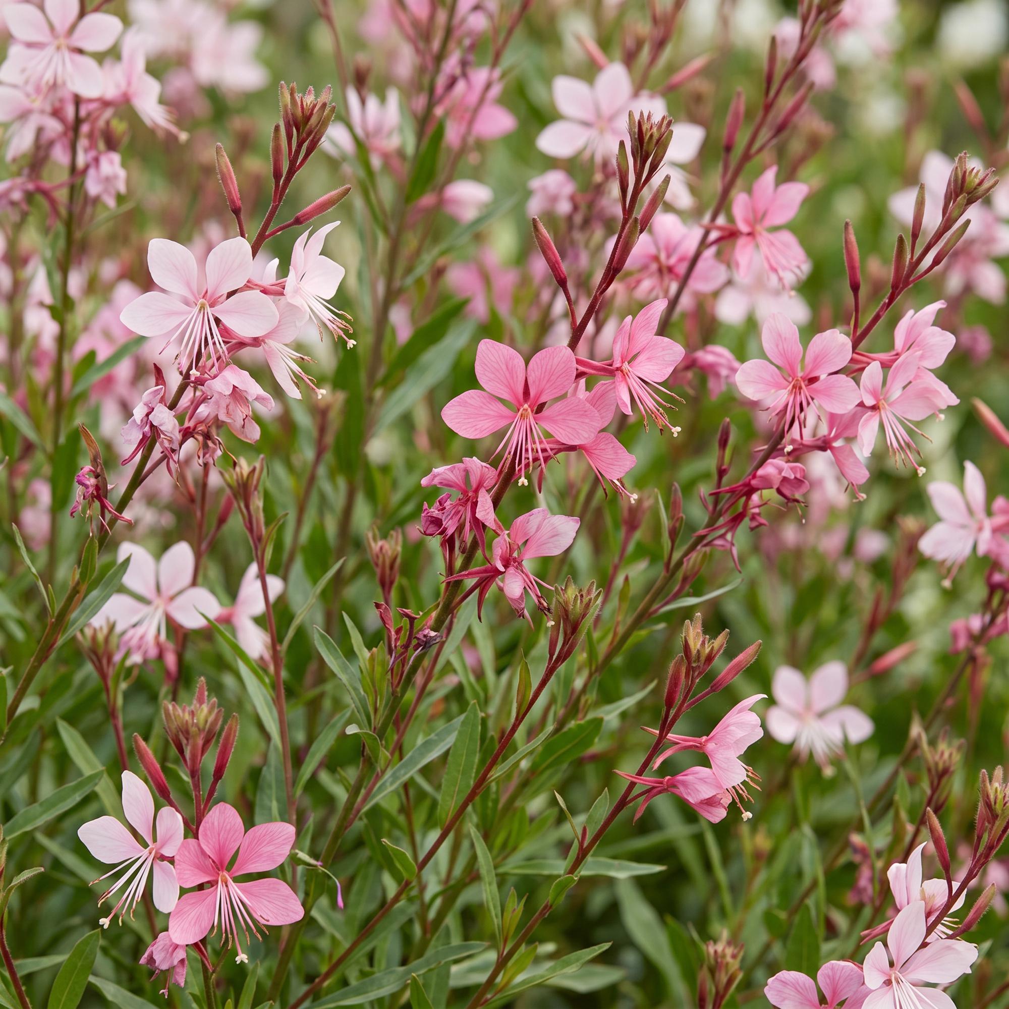 Vasteplant - Gaura lindh. Florgauros - Prachtkaars - Bijen- en vlinderlokkers - Roze - 12 Planten - Pot 11cm - Hoogte 15-25cm
