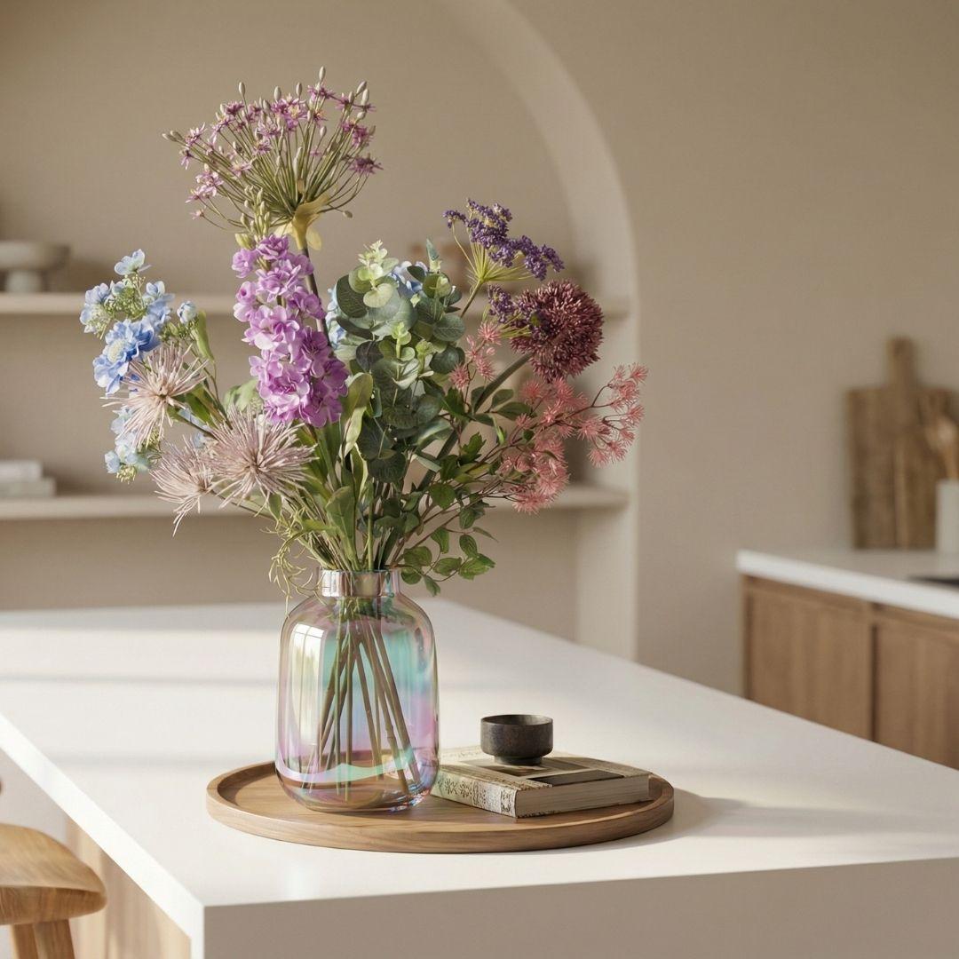 Kunstbloemen boeket - Purple Bloom Deluxe - Real Touch - 10 stelen - ↑ 90 cm