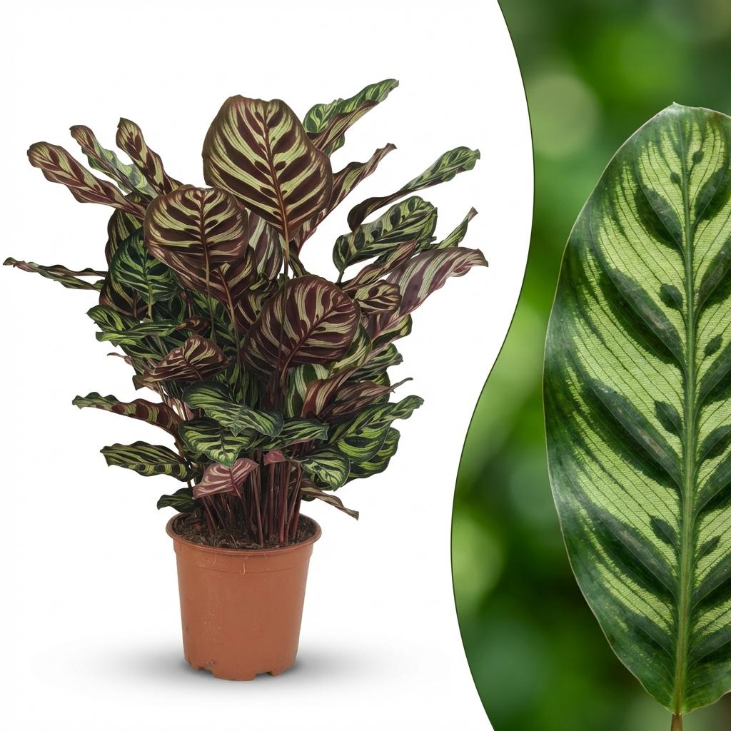 Kamerplant - Pauwenplant - Calathea Makoyana - Groen - Weinig onderhoud - 1 Plant - Pot 19cm - Hoogte 70cm