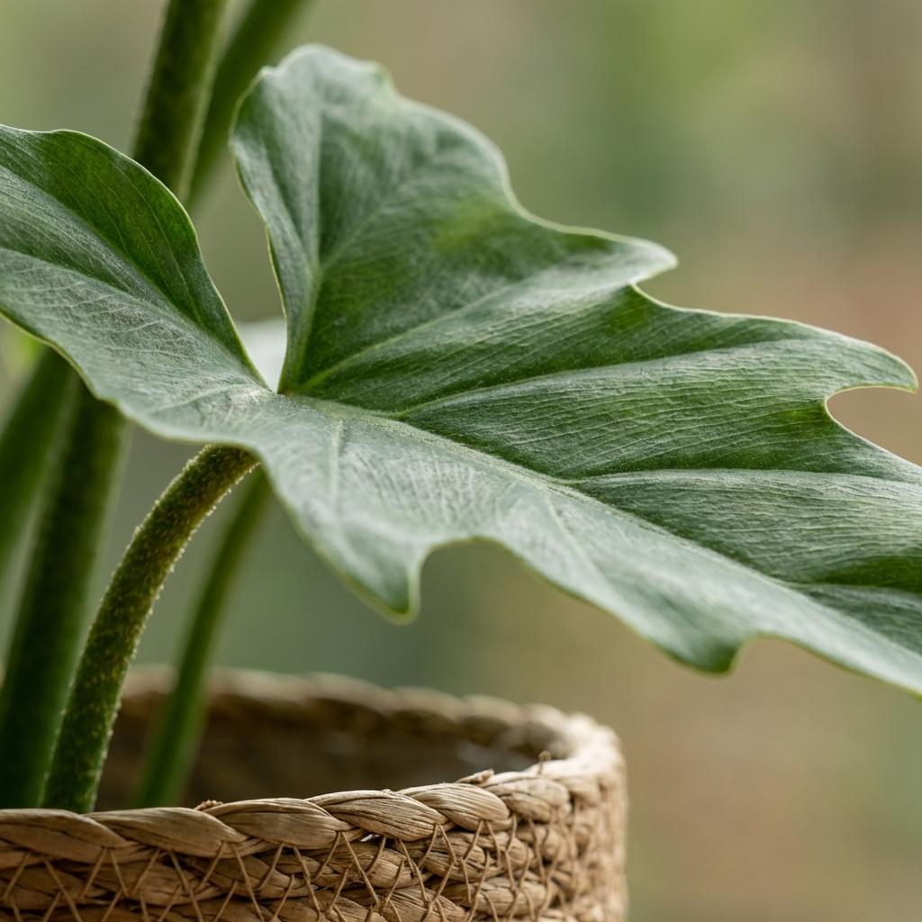 Kamerplant - Philodendron - Philodendron Lacerum - Groen - Weinig onderhoud - 1 Plant - met Mand - Pot 19cm - Hoogte 65cm