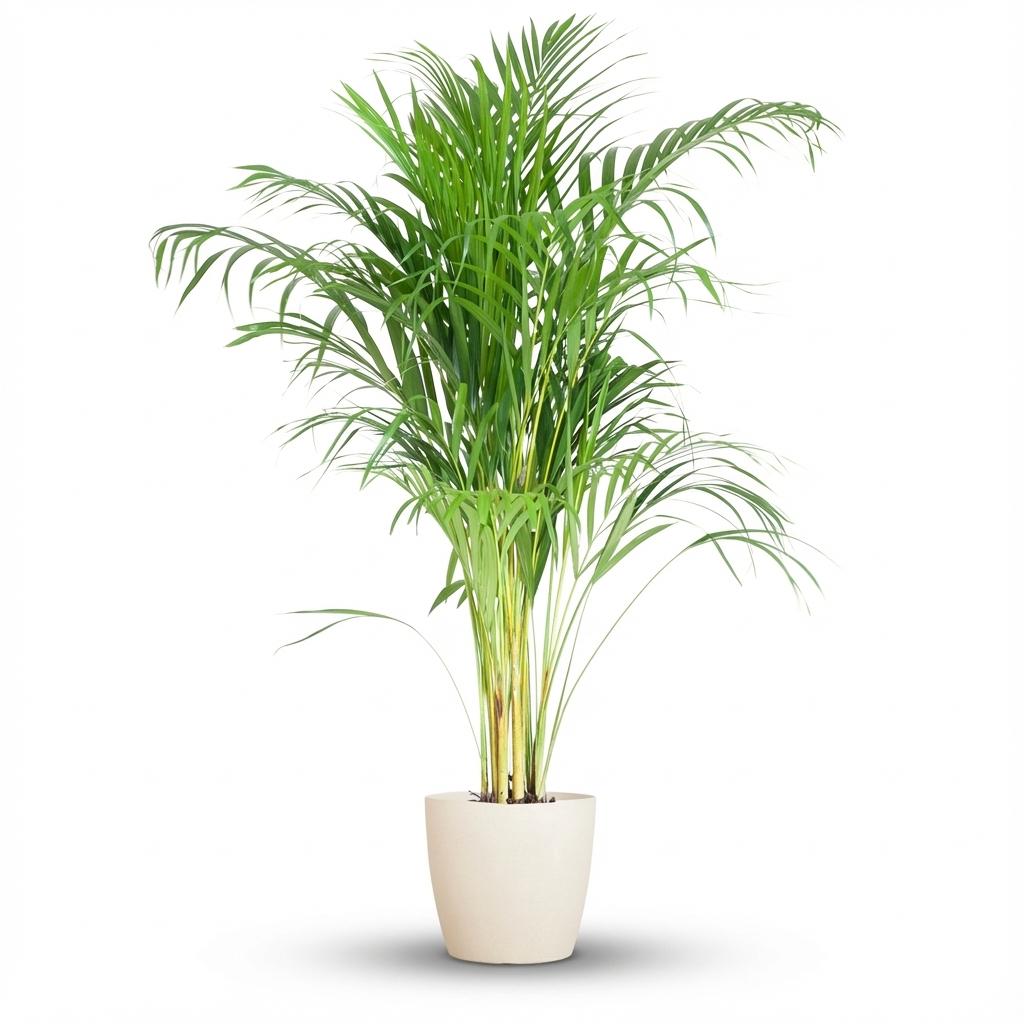 Areca Palm (Dypsis) met Potter wit - 100cm - Ø21