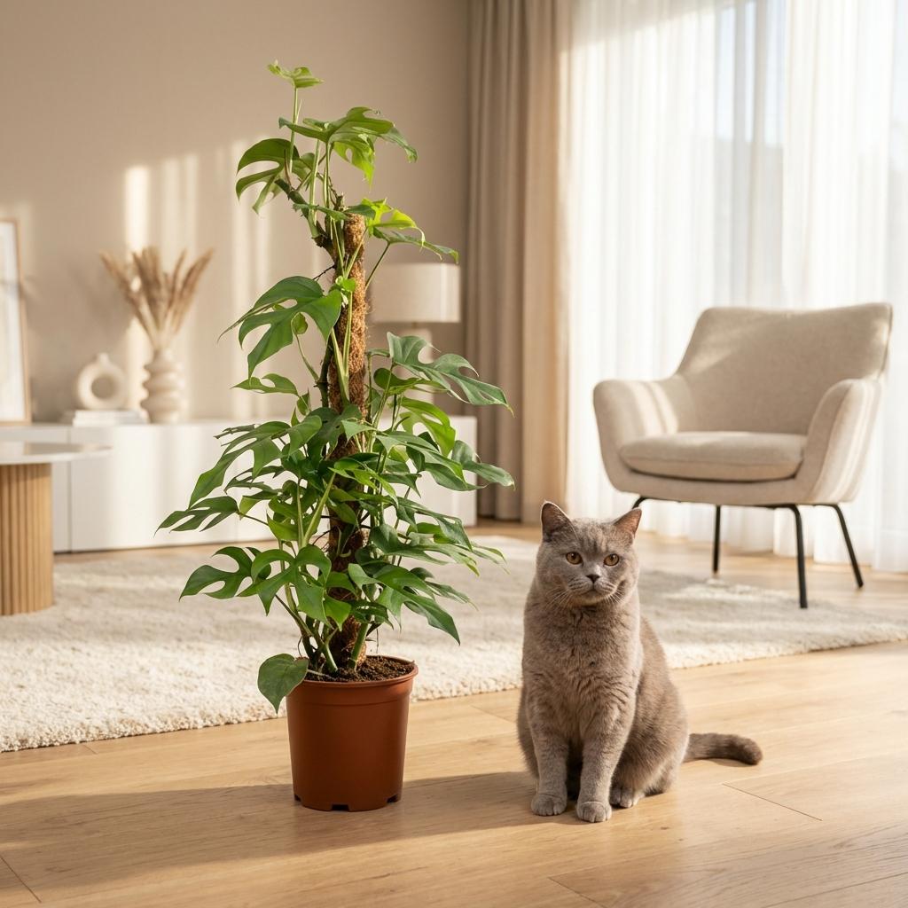 Kamerplant - Mini Gatenplant - Monstera Minima Mosstok - Groen - Weinig onderhoud - 1 Plant - Pot 19cm - Hoogte 90cm