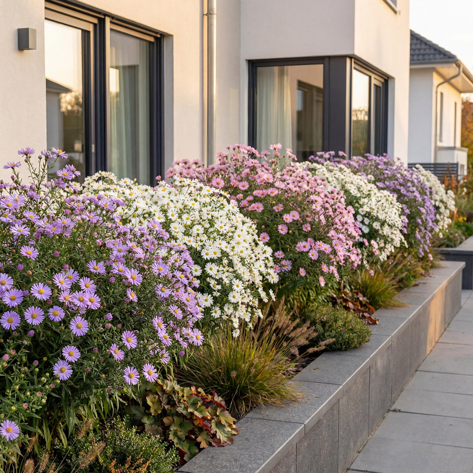 Vasteplant - Aster Tricolour - Zee Aster - Bijen en Vlinderlokkers - Paars - Roze - Wit - 6 Planten - Pot 11cm - Hoogte 15-25cm