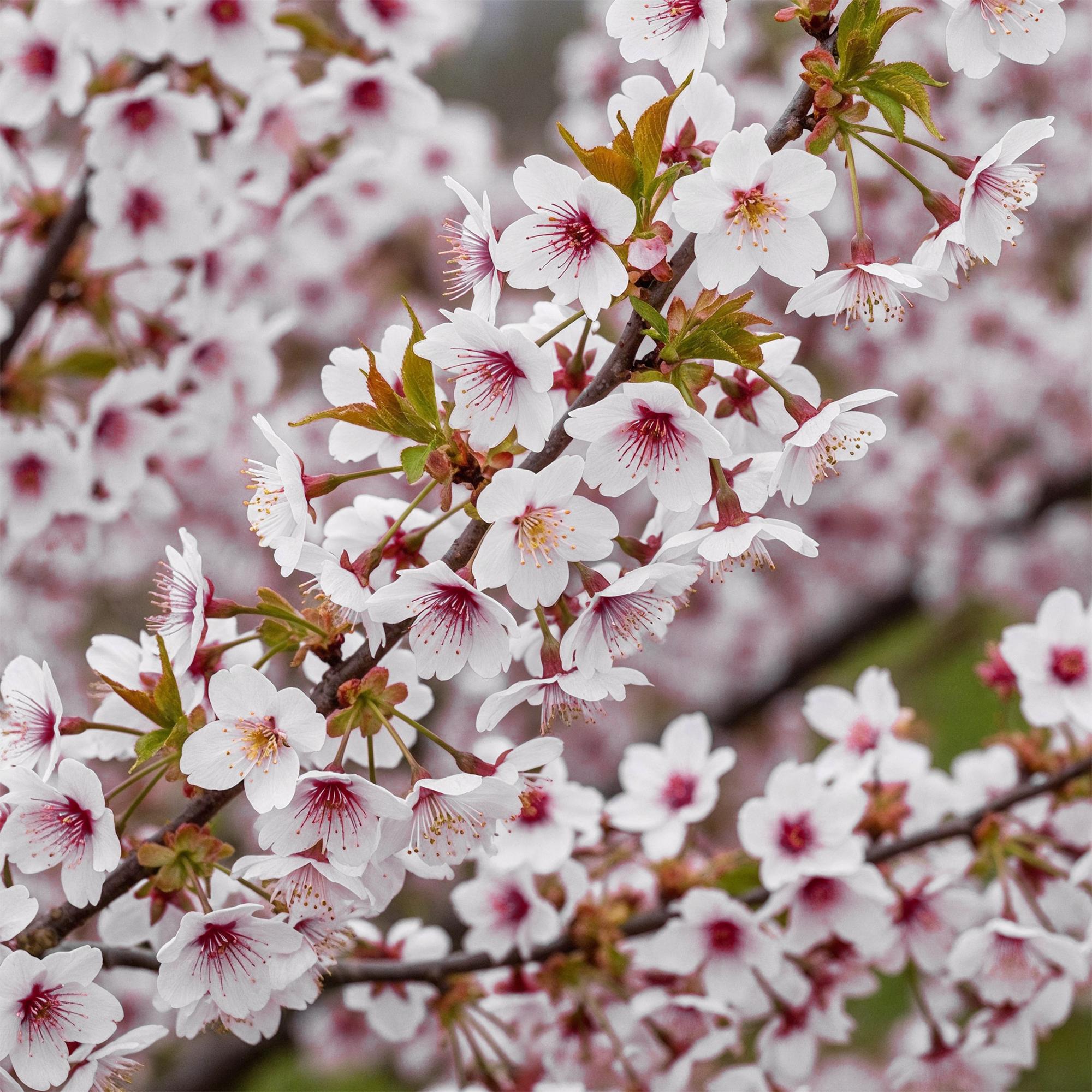 Plant op Stam - Prunus incisa Koujou-no-mai - Terras Plant - Bladverliezend - Winterhard - Witte Bloem - Pot 19cm Hoogte 90cm