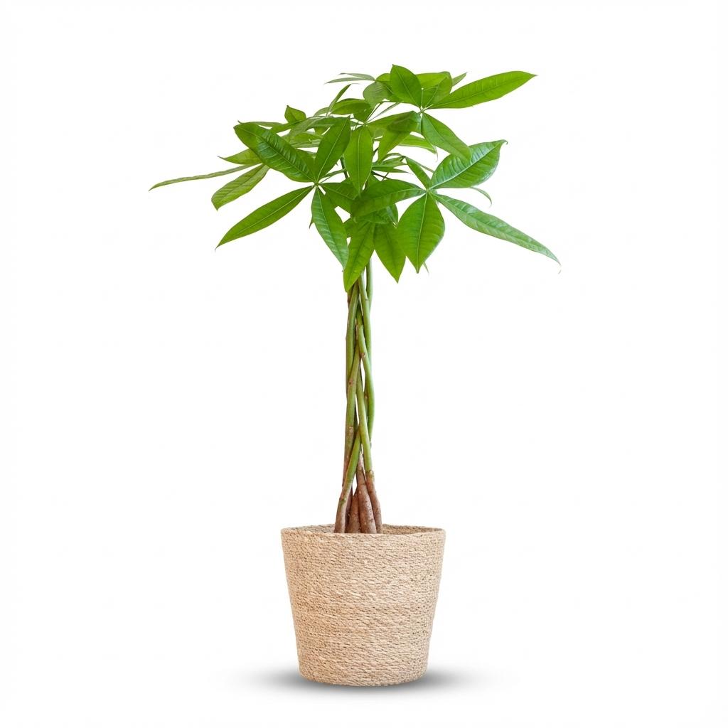 Pachira Aquatica met Zeegras mand naturel - 80cm - Ø21