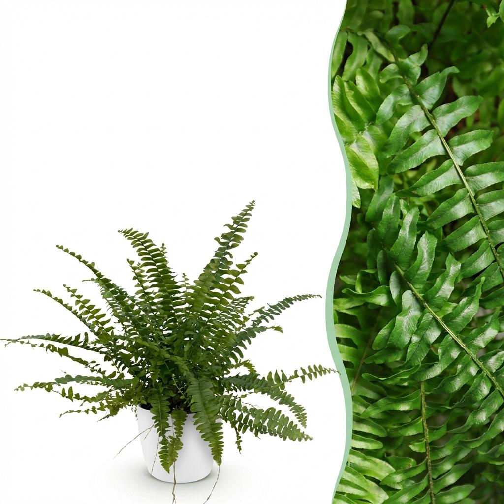 Kamerplant - Nephrolepsis exaltata Green Lady - Varen - Huisdiervriendelijke Plant - Groen - 1 Plant - met Potter Wit - Pot 12cm - Hoogte 25cm