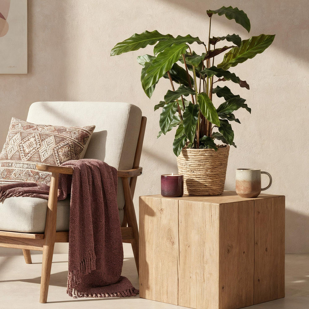 Green is... Kamerplanten - Calathea Rufibarba - Pauwen plant - Weinig onderhoud - Groen - 1 Plant - Pot 17cm - Hoogte 55-60cm