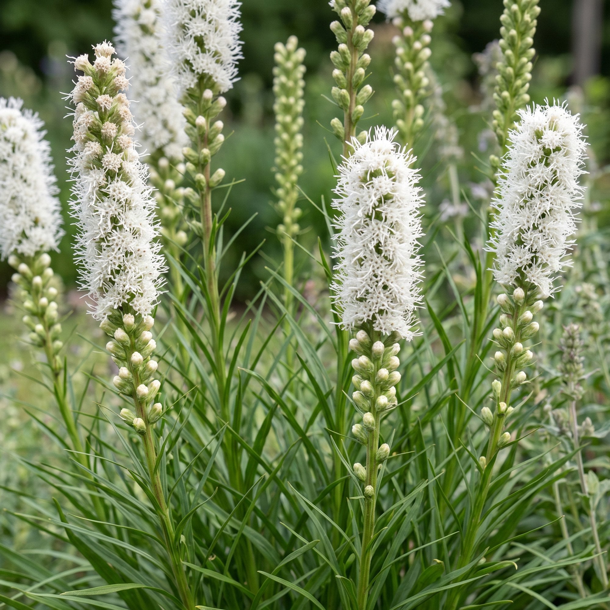 Vasteplant - Liatris spicata Alba - Lampenkruid - Bijen- en vlinderlokkers - Wit - 6 Planten - Pot 11cm - Hoogte 15-25cm