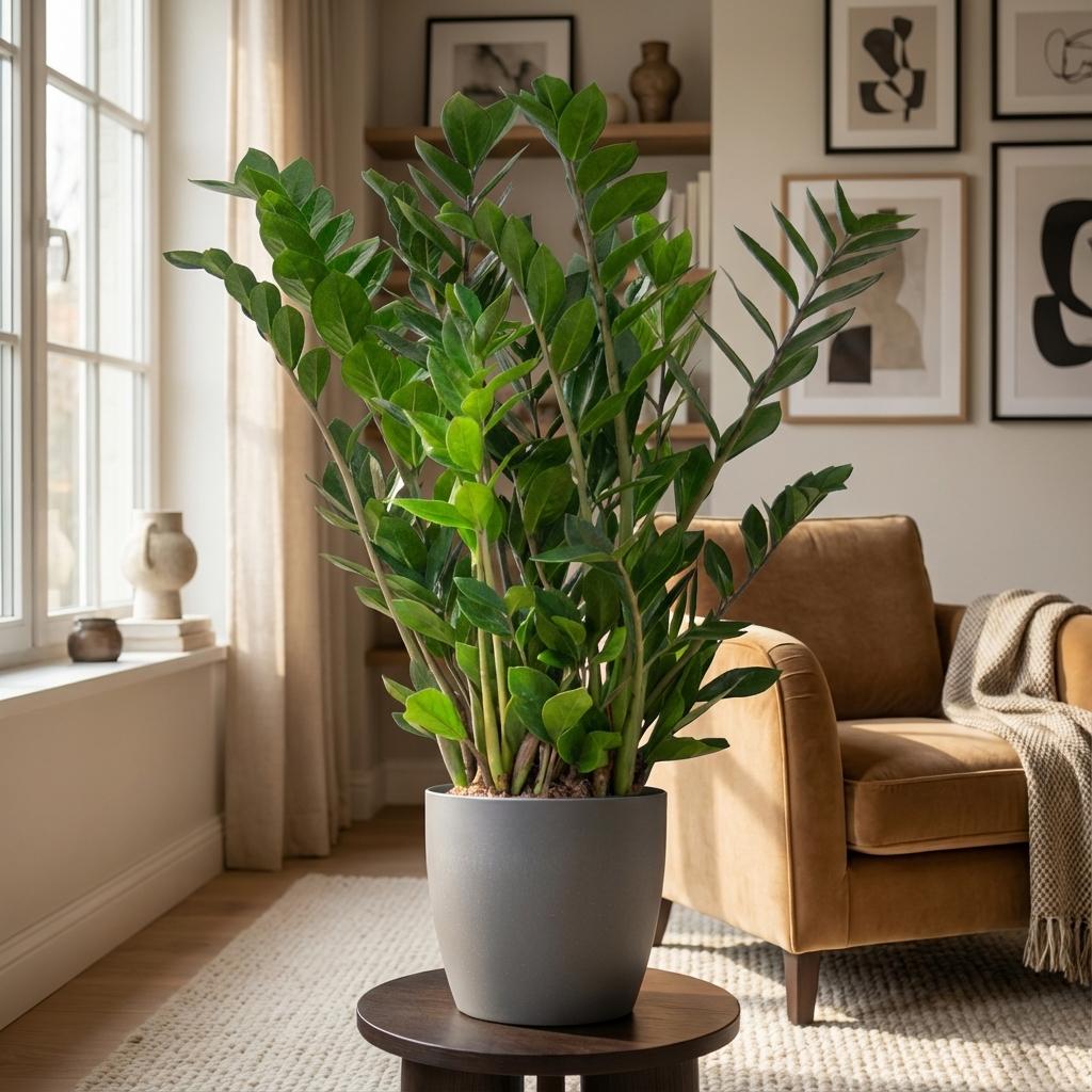 Zamioculcas Zamiifolia met Potter grijs - 80cm - Ø21