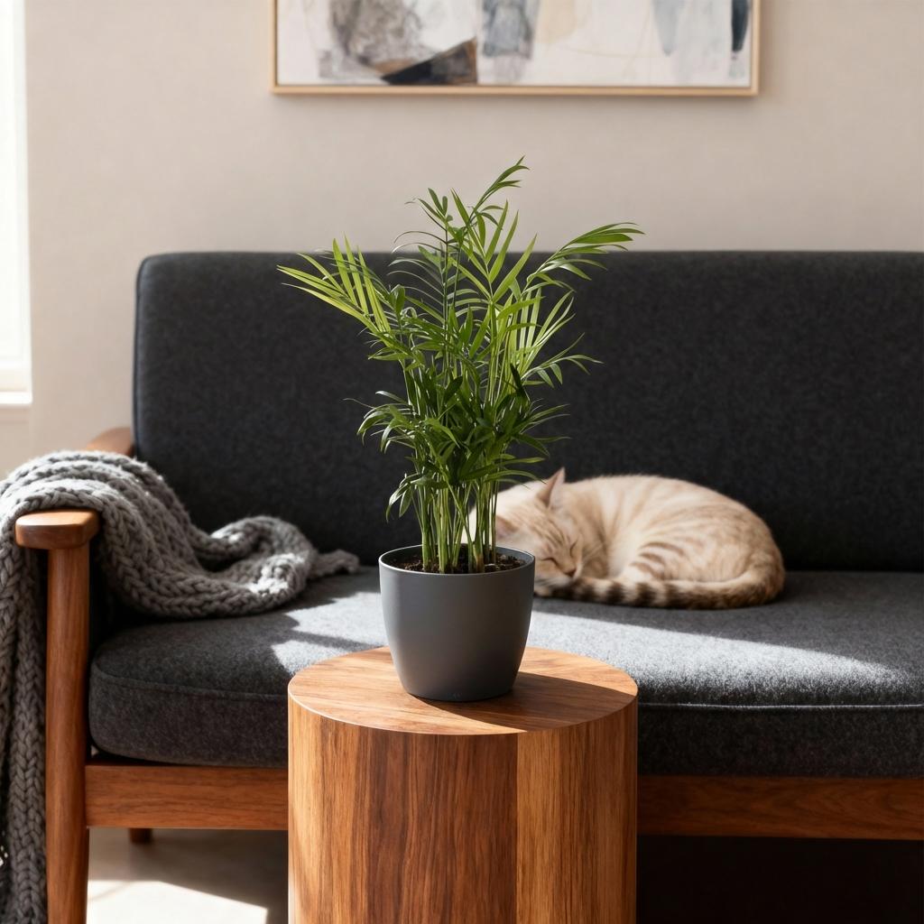 Kamerplant - Chamaedorea elegans - Goudpalm - Huisdiervriendelijke Plant - Groen - 4 Planten - met Potter Grijs - Pot 12cm - Hoogte 15cm