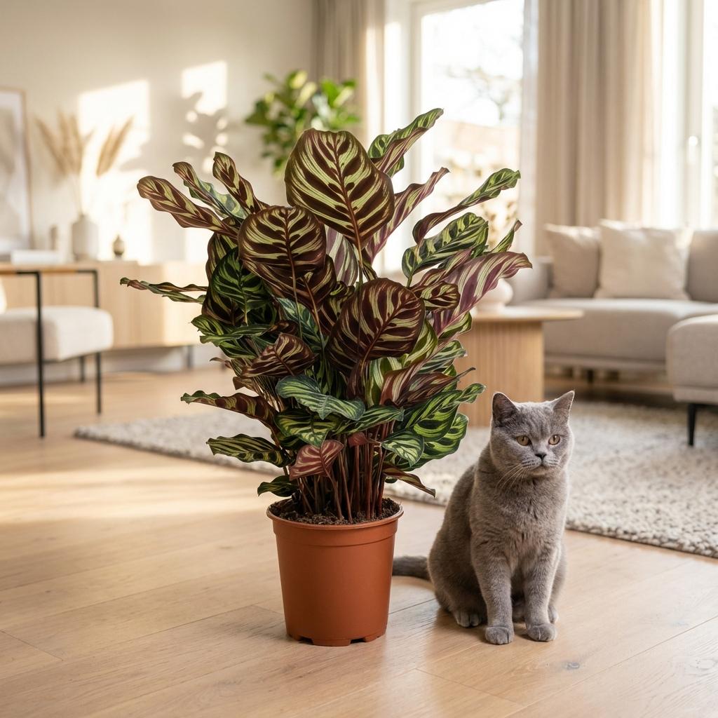 Kamerplant - Pauwenplant - Calathea Makoyana - Groen - Weinig onderhoud - 1 Plant - Pot 19cm - Hoogte 70cm