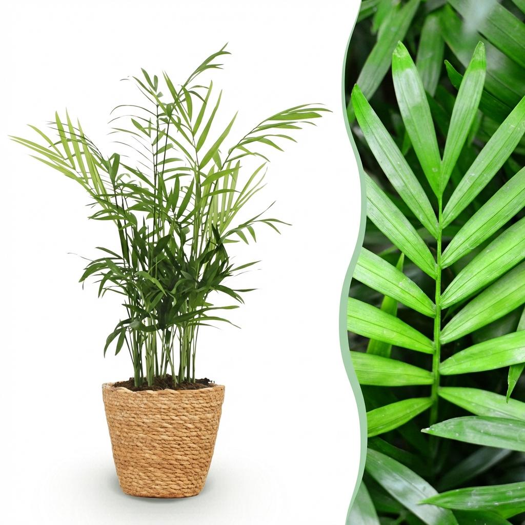Kamerplant - Chamaedorea elegans - Goudpalm - Huisdiervriendelijke Plant - Groen - 1 Plant - met Mand - Pot 12cm - Hoogte 15cm