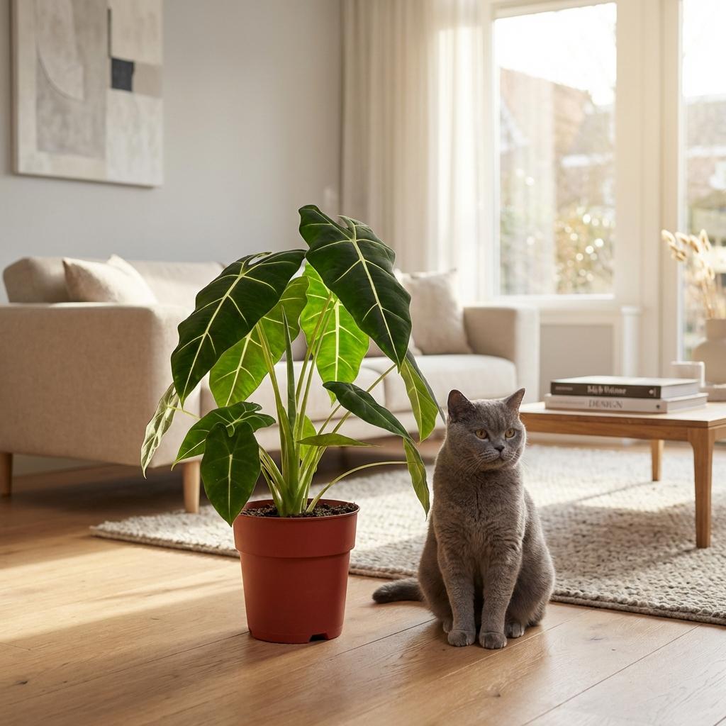 Kamerplant - Olifantsoor - Alocasia Frydek - Groen - Weinig onderhoud - 1 Plant - Pot 19cm - Hoogte 60cm