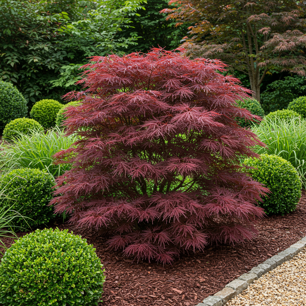 Terrasplant - Japanse Esdoorn - Acer palmatum Sumi-nagashi - Rood - 1 Plant - Bladverliezend - Pot 19cm Hoogte 70cm