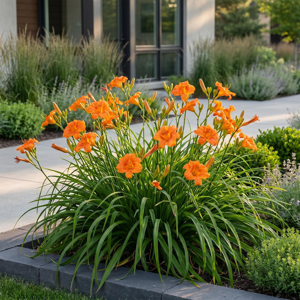 Vasteplant - Hemerocallis Mauna Loa - Daglelie - Bijen en Vlinderlokkers - Oranje - 3 Planten - Pot 11cm - Hoogte 15-25cm