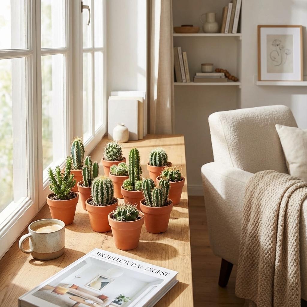 Mini Cactus Mix - 15 Stuks - Ø 8,1 cm - Hoogte: 5-10 cm - Terracotta Potten