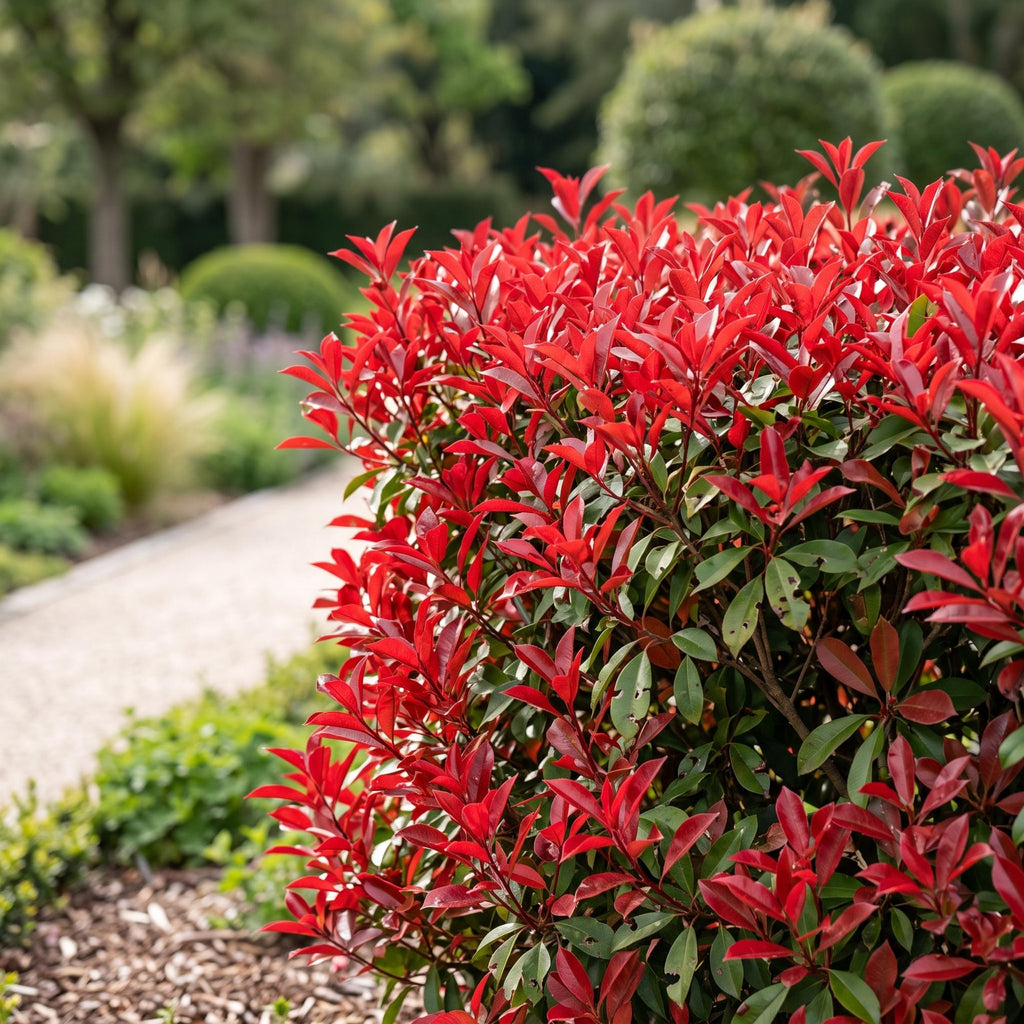 24x Photinia fraseri Little Red Robin - Glansmispel - Haagplanten - Groenblijvend - Rood - Pot 9cm - Hoogte 25-35cm