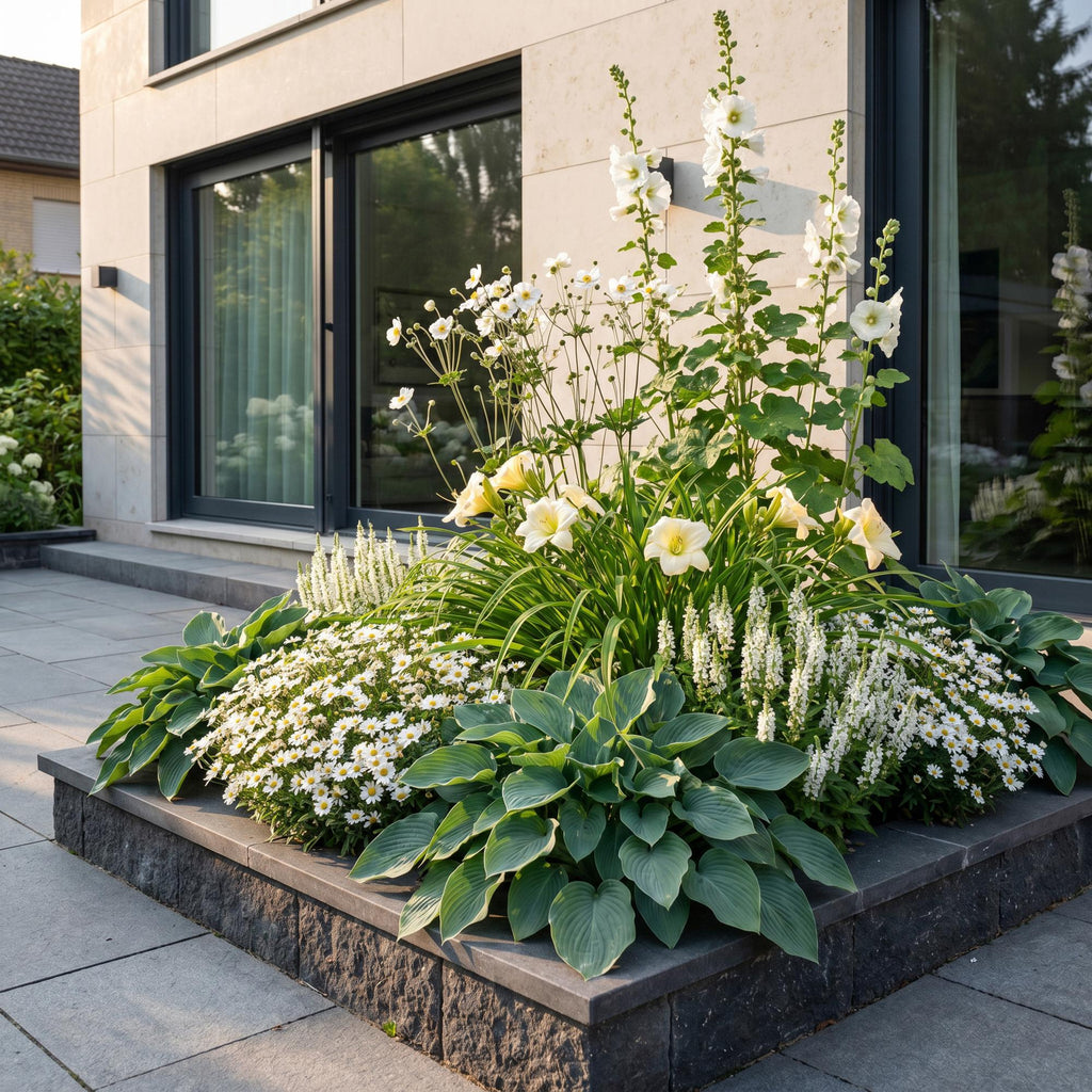 Vasteplant - Borderpakket - Wit - Diversen - Soorten en kleuren - 6 Planten - Pot 11cm - Hoogte 15-25cm